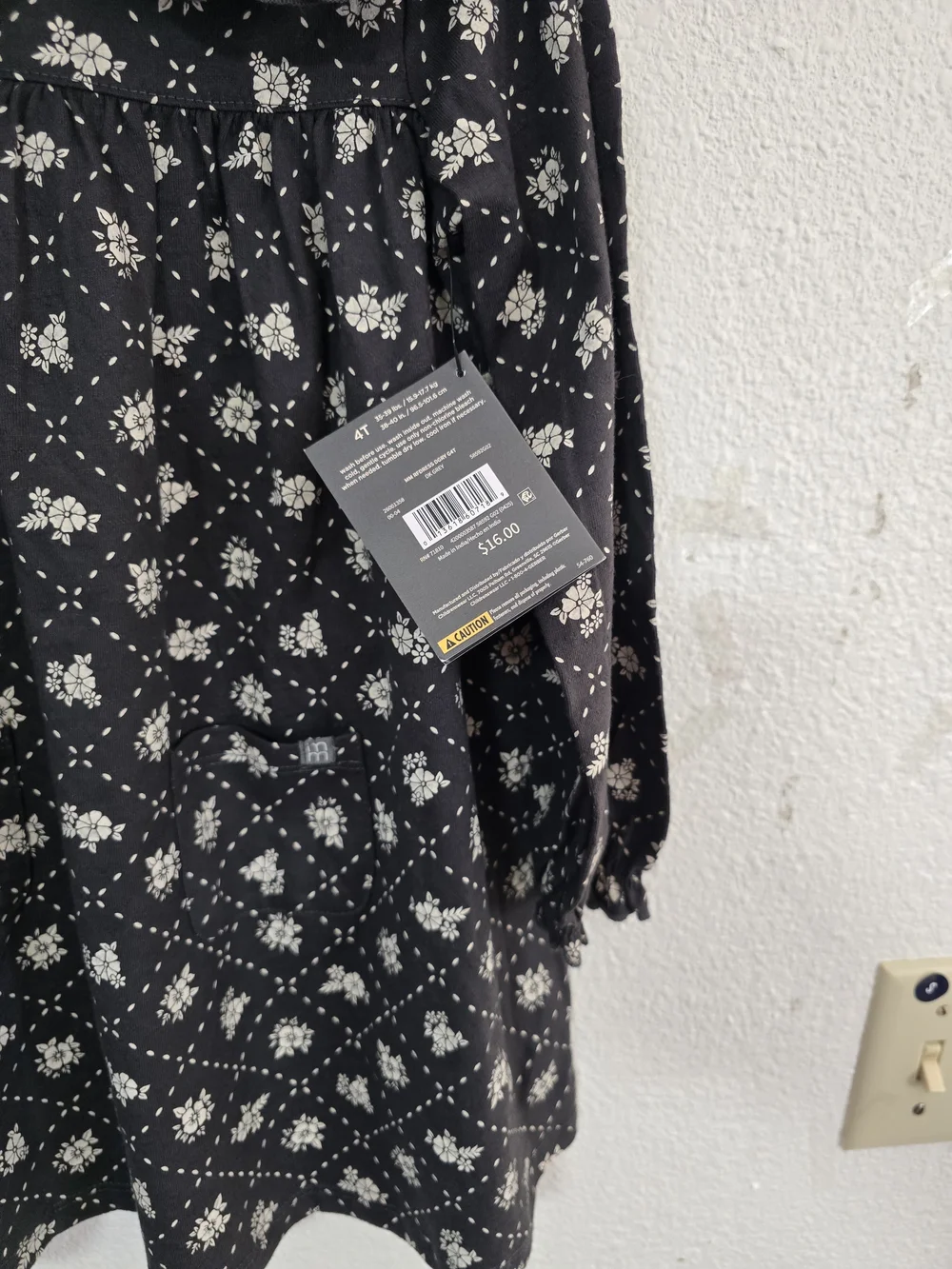 Black Floral Peter Pan Collar Kids Dress